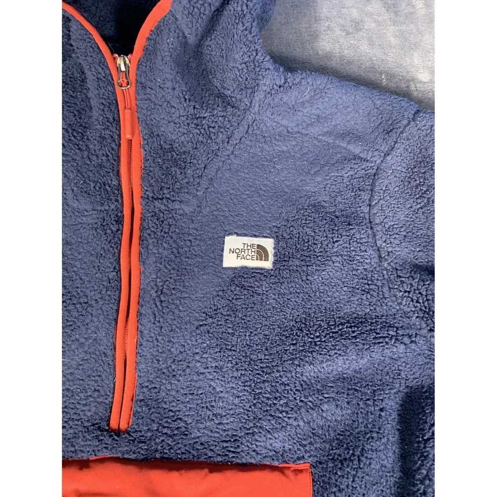 The North Face Campshire Anorak Sherpa Fleece Hoodie Men's Large Navy Blue